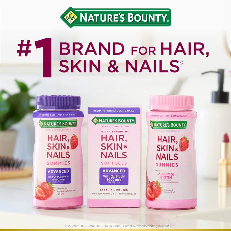 Nature's Bounty Avançado, Vitaminas para Cabelo, Pele e Unhas com Biotina, Gomas, 80 Unidades